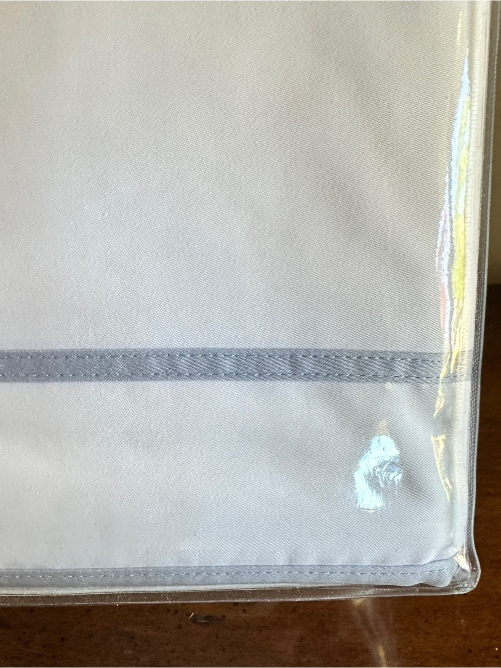 NIP Ralph Lauren Spencer King Duvet Cover White w Light Cornflower Blue Trim - Picture 8 of 11